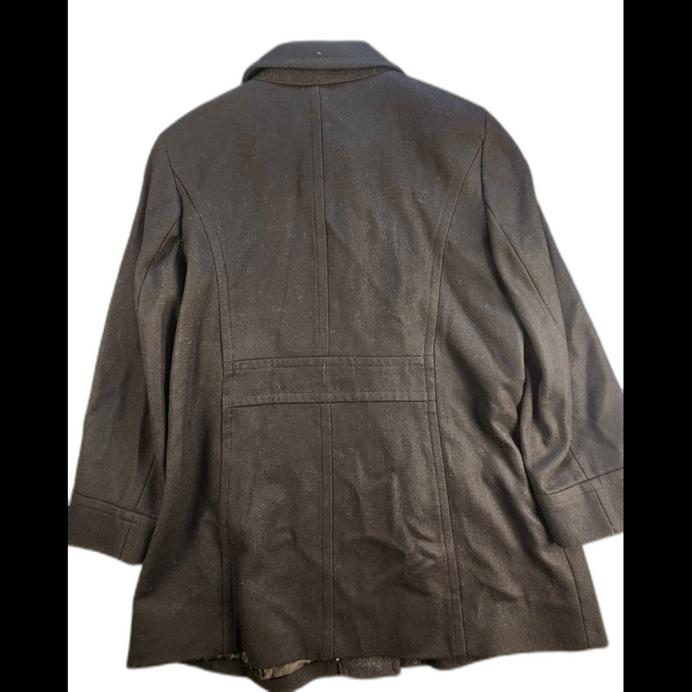 Nautica Women’s Wool Blend Coat Jacket Black XL Button Front Lined - Picture 3 of 9